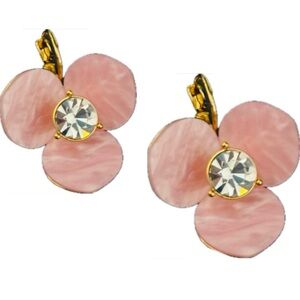 KATE SPADE NEW YORK ♠️ OVERSIZED PINK DROP & DANGLE DISCO PANSY EARRINGS